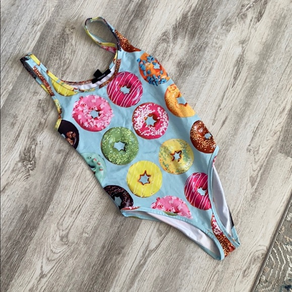 Forever 21 Other - Forever 21 Light Blue Donut Print One-Piece Swimsuit